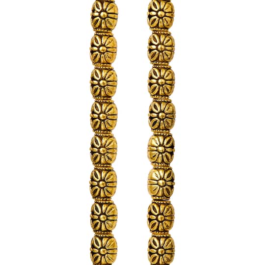 12 Pack: Gold Carved Flower Tube Beads, 10mm by Bead Landing™